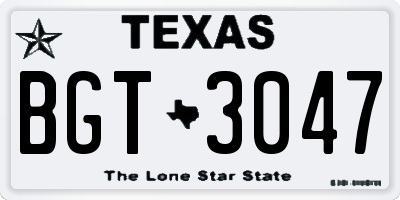 TX license plate BGT3047