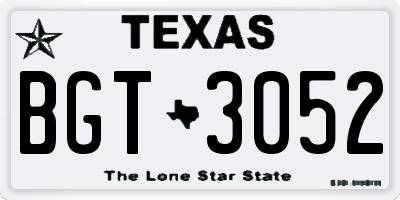 TX license plate BGT3052