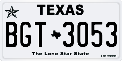 TX license plate BGT3053