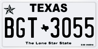 TX license plate BGT3055