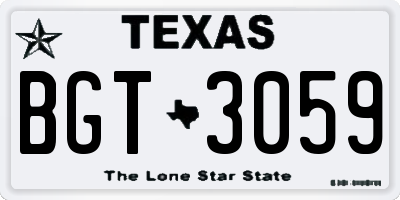 TX license plate BGT3059