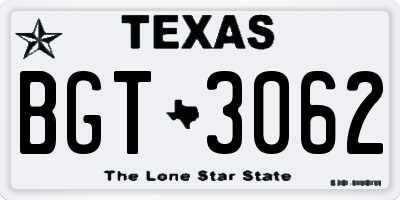 TX license plate BGT3062