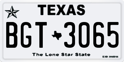TX license plate BGT3065