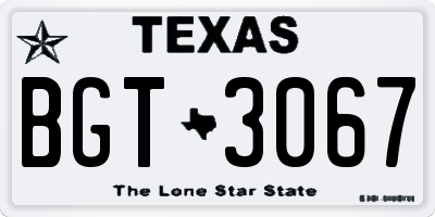 TX license plate BGT3067