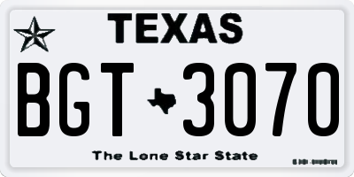 TX license plate BGT3070