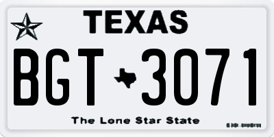 TX license plate BGT3071