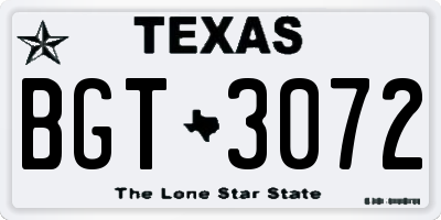 TX license plate BGT3072