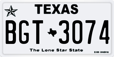 TX license plate BGT3074