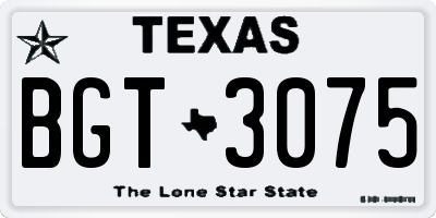 TX license plate BGT3075