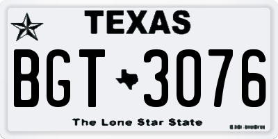TX license plate BGT3076
