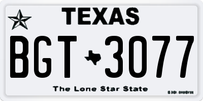TX license plate BGT3077