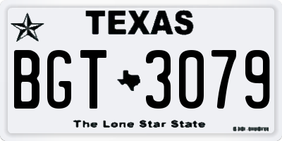 TX license plate BGT3079