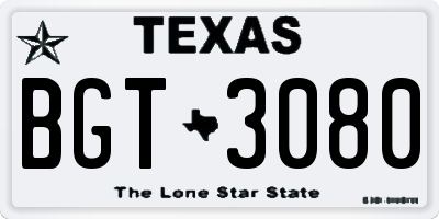 TX license plate BGT3080
