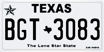 TX license plate BGT3083