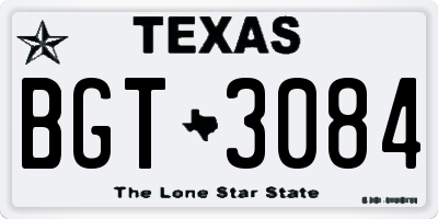 TX license plate BGT3084