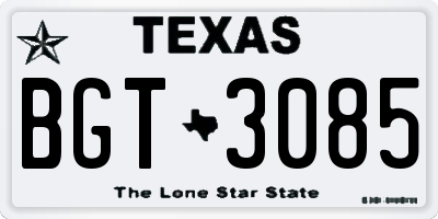 TX license plate BGT3085