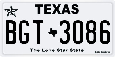 TX license plate BGT3086