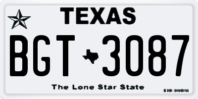 TX license plate BGT3087
