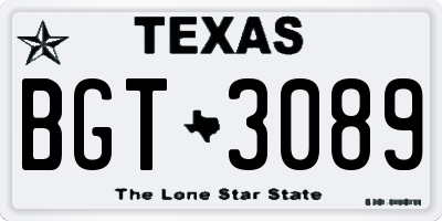 TX license plate BGT3089