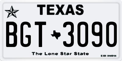 TX license plate BGT3090