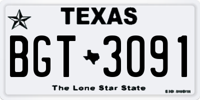 TX license plate BGT3091