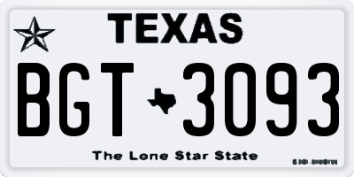 TX license plate BGT3093