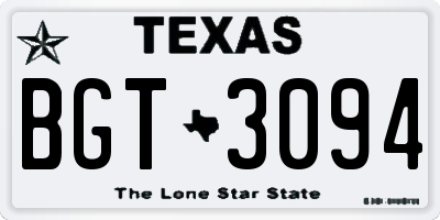 TX license plate BGT3094