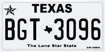 TX license plate BGT3096