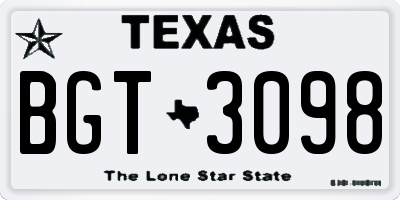 TX license plate BGT3098