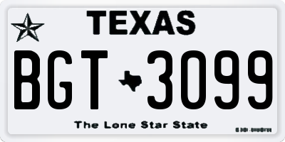 TX license plate BGT3099
