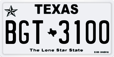 TX license plate BGT3100