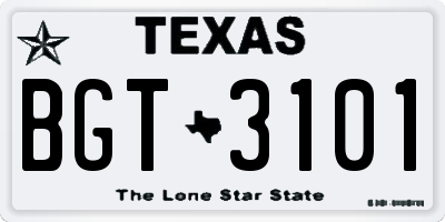 TX license plate BGT3101
