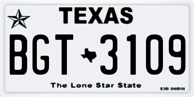 TX license plate BGT3109