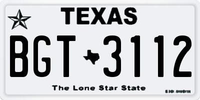 TX license plate BGT3112