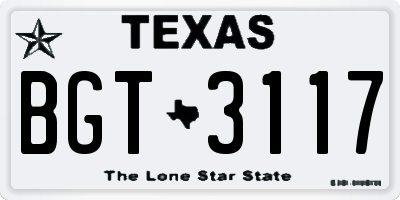 TX license plate BGT3117
