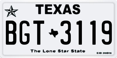 TX license plate BGT3119