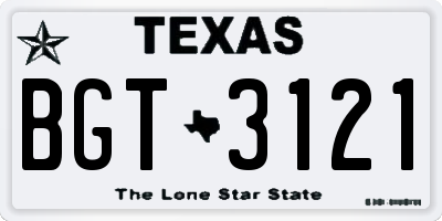 TX license plate BGT3121
