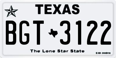 TX license plate BGT3122