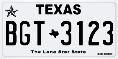 TX license plate BGT3123