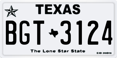 TX license plate BGT3124