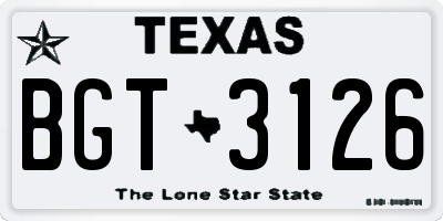 TX license plate BGT3126