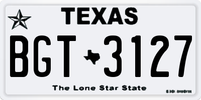 TX license plate BGT3127