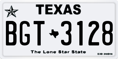 TX license plate BGT3128