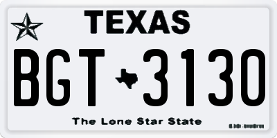 TX license plate BGT3130