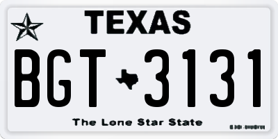 TX license plate BGT3131