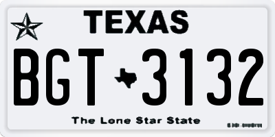 TX license plate BGT3132