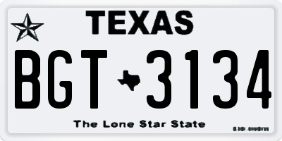 TX license plate BGT3134