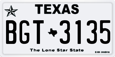 TX license plate BGT3135