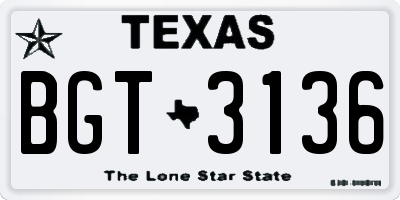 TX license plate BGT3136