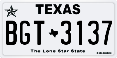 TX license plate BGT3137